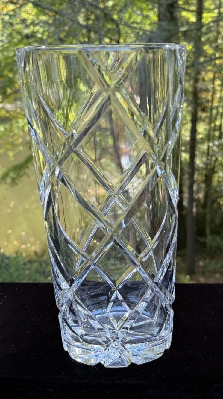 Vintage Lead Crystal Clear 11” Tall Vase Heavy! Tiffany Grenada ??